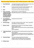  Pharmacology Final Exam with Verified Answers 100% Pass