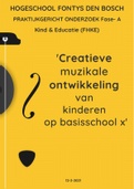 Fontys praktijkgericht onderzoek Fase A - FHKE Kind en Educatie  - stimuleren muzikale ontwikkeling  kinderen (2020, eindcijfer 7,5)