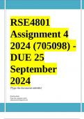 RSE4801 Assignment 4 (COMPLETE ANSWERS) 2024 (705098) - DUE 25 September 2024 ; 100% TRUSTED Complete, trusted solutions and explanations.Ensure your success with us ...