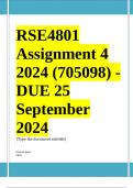 RSE4801 Assignment 4 (COMPLETE ANSWERS) 2024 (705098) - DUE 25 September 2024 ; 100% TRUSTED Complete, trusted solutions and explanations.Ensure your success with us ...