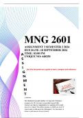 MNG2601 Assignment 3 semester 2 2024 due date 18 September 2024 time 3:00 pm (complete questions and answers ) distinction guaranteed 