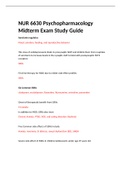 NURS 6630 / NURS6630 PSYCOPHARMACOLOGY MIDTERM EXAM STUDY GUIDE.