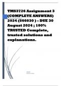 TMS3726 Assignment 3 (COMPLETE ANSWERS) 2024 (566030 ) - DUE 30 August 2024 ; 100% TRUSTED Complete, trusted solutions and explanations