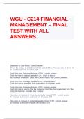 WGU - C214 FINANCIAL MANAGEMENT – FINAL TEST WITH ALL ANSWERS