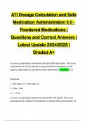 ATI Dosage Calculation and Safe Medication Administration 3.0 - Powdered Medications | Questions and Correct Answers | Latest Update 2024/2025 | Graded A+