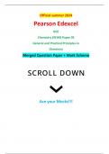 Official summer 2024 Pearson Edexcel 9CH0/03 GCE Chemistry (9CH0) Paper 03 General and Practical Principles in Chemistry Merged Question Paper + Mark Scheme