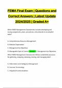 FEMA Final Exam | Questions and Correct Answers | Latest Update 2024/2025 | Graded A+