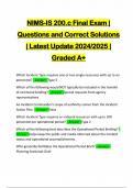 NIMS-IS 200.c Final Exam | Questions and Correct Solutions | Latest Update 2024/2025 | Graded A+