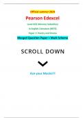 Official summer 2024 Pearson Edexcel 8ET0/01 Level GCE Advance Subsidiary In English Literature (8ET0) Paper 1: Poetry and Drama Merged Question Paper + Mark Scheme