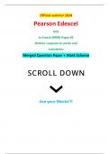 Official summer 2024 Pearson Edexcel 9FR0/02 GCE In French (9FR0) Paper 02 Written response to works and translation Merged Question Paper + Mark Scheme