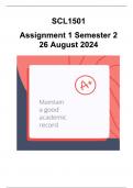 SCL1501 Assignment 1 (COMPLETE ANSWERS) Semester 2 2024 - DUE 26 August 2024 