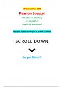 Official summer 2024 Pearson Edexcel 8PL0/02 GCE Advanced Subsidiary In Politics (8PL0) Paper 2: UK Government Merged Question Paper + Mark Scheme