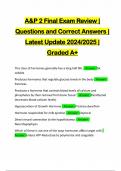 A&P 2 Final Exam Review | Questions and Correct Answers | Latest Update 2024/2025 | Graded A+