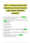 A&P II - Final Exam Study Guide | Questions and Correct Answers | Latest Update 2024/2025 | Graded A+