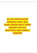 AZ-104 CERTIFICATION RENEWAL EXAM REAL EXAM SCREEN SHOTS TAKEN JANUARY 2023 ALL QUESTIONS AND CORRECT ANSWERS