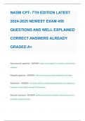 NASM CPT- 7TH EDITION LATEST  2024-2025 NEWEST EXAM 450  QUESTIONS AND WELL EXPLAINED  CORRECT ANSWERS ALREADY  GRADED A+