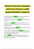 Nutrition Final Exam | Questions and Correct Answers | Latest Update 2024/2025 | Graded A+