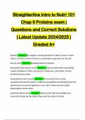 Straighterline Intro to Nutri 101 Chap 6 Proteins exam | Questions and Correct Solutions | Latest Update 2024/2025 | Graded A+