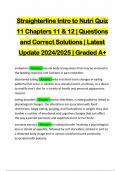 Straighterline Intro to Nutri Quiz 11 Chapters 11 & 12 | Questions and Correct Solutions | Latest Update 2024/2025 | Graded A+