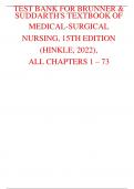 Test Bank for Brunner & Suddarth's Textbook of Medical-Surgical Nursing, 15th Edition by Hinkle, ISBN: 9781975161033 , All 68 Chapters Covered, Verified Latest Edition