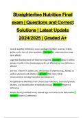 Straighterline Nutrition Final exam | Questions and Correct Solutions | Latest Update 2024/2025 | Graded A+