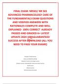 FINAL EXAM: NR565/ NR 565 ADVANCED PHARMACOLOGY CARE OF THE FUNDAMENTALS EXAM QUESTIONS AND VERIFIED ANSWERS WITH RATIONALES COMPLETE AND WELL EXPLAINED  100% CORRECT  ALREADY PASSED AND GRADED A+ LATEST UPDATE 2024 100%GUARANTEED SUCCESS AFTER DOWNLOAD (