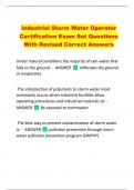 Industrial Storm Water Operator  Certification Exam Set Questions  With Revised Correct Answers 