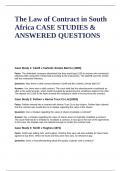 The Law of Contract in South Africa CASE STUDIES & ANSWERED QUESTIONS