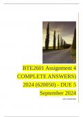 BTE2601 Assignment 4 COMPLETE ANSWERS) 2024 (620050) - DUE 5 September 2024