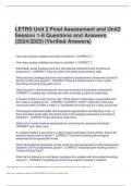 LETRS Unit 2 Final Assessment and Unit 2 Session 1-8 Questions and Answers (2024/2025) (Verified Answers)