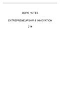 Entrepreneurship 214 Summary