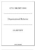 (WGU C715) - MGMT 3000 Organizational Behavior - OA Review 20242025