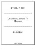 (WGU C723) - BUS 3100 Quantitive Analysis for Business - FA Review 20242025.