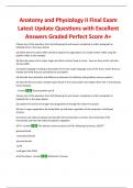 Anatomy and Physiology II Final Exam Latest Update Questions with Excellent Answers Graded Perfect Score A+