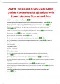 A&P II - Final Exam Study Guide Latest Update Comprehensive Questions with Correct Answers Guaranteed Pass