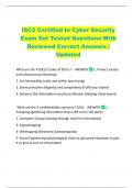 ISC2 Certified In Cyber Security  Exam Set Tested Questions With  Reviewed Correct Answers |  Updated 