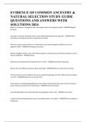 EVIDENCE OF COMMON ANCESTRY & NATURAL SELECTION STUDY GUIDE QUESTIONS AND ANSWERS WITH SOLUTIONS 2024