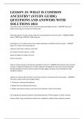 LESSON 15: WHAT IS COMMON ANCESTRY? (STUDY GUIDE) QUESTIONS AND ANSWERS WITH SOLUTIONS 2024