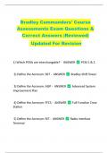 Bradley Commanders' Course  Assessments Exam Questions &  Correct Answers |Reviewed|  Updated For Revision 