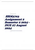 HRM3703 Assignment 2 Semester 2 2024 - DUE 27 August 2024