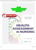 TEST BANK For Health Assessment in Nursing, 7th Edition by Weber, Verified Chapters 1 - 34, Complete Newest 2025 Version ISBN: 9781975161156