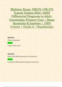 Midterm Exam: NR576 / NR 576 (Latest Update 2024 / 2025) Differential Diagnosis in Adult-Gerontology Primary Care | Exam Questions & Answers | 100% Correct | Grade A - Chamberlain