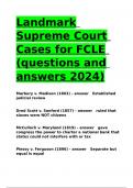 Landmark Supreme Court Cases for FCLE (questions and answers 2024)