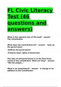 FL Civic Literacy Test (46 questions and answers).