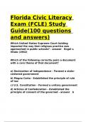 Florida Civic Literacy Exam (FCLE) Study Guide(100 questions and answers).