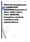 COL3704 Assignment 3 (COMPLETE ANSWERS) Semester 2 2024 - DUE t 2024 ; 100% TRUSTED Complete, trusted solutions and explanations. 