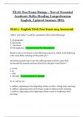 TEAS-Test Exam Dumps - Test of Essential Academic Skills: Reading Comprehension English_Updated Summer 2024.