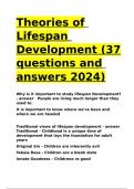 Theories of Lifespan Development (37 questions and answers 2024).