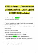 CS6515 Exam 2 | Questions and Correct Answers | Latest Update 2024/2025 | Graded A+