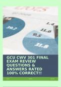 GCU CWV 301 FINAL EXAM REVIEW QUESTIONS & ANSWERS RATED 100% CORRECT!!